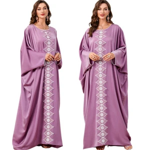 Elegant Women Kaftan Abaya Muslim Oversize Long Dress Batwing Sleeve Robe Prom - Picture 1 of 16