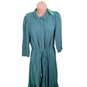 La Redoute Tiered Shirt Maxi Dress, Size 40, UK 12, Green - Picture 1 of 19