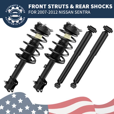 4Pcs Front + Rear Shocks Struts Absorbers For 2007- 2011 2012 Nissan Sentra 2.0L - Image 1 of 4