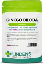 Ginkgo Biloba 6000mg high strength leaf (100 tablets) memory [Lindens 0595]