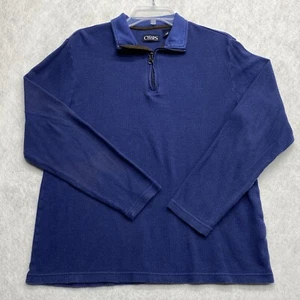 Chaps Men’s Sweater Shirt 1/4 Zip Long Sleeve Blue Knit Long Sleeve Cotton Sz M - Picture 1 of 19