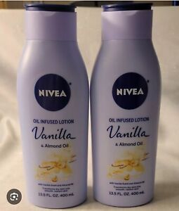(Lot of 2) Nivea Oil Infused Vanilla & Almond Oil Body Lotion - 13.5 Fl Oz Each.