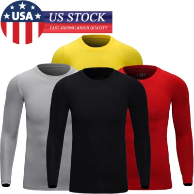 Mens Sun Protection Athletic Tshirts Long Sleeve Top for Fishing Camping Surfing - Image 1 of 4