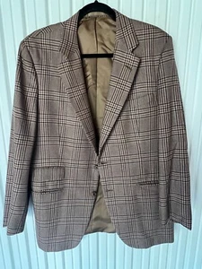 Carroll and Company Brown Plaid Sport Coat Blazer Size 42 R Made in UK - Picture 1 of 10