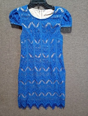 Moon Blue Sleeveless Small Eyelash Lace Dress Nwt Small - Image 1 of 4