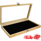 Wooden Jewelry Display Case with Tempered Glass Top Lid SHIPS FREE