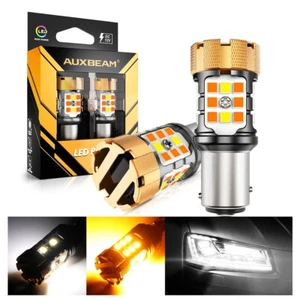 2x AUXBEAM 1157 Canbus Amber White LED Turn Signal Indicator Parking Light Bulbs - Picture 1 of 12