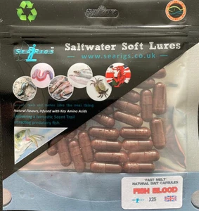 SEARIGS™ Fish Blood - Pike Fishing Natural Dead Bait Capsules "Fast Melt" x25 - Picture 1 of 16