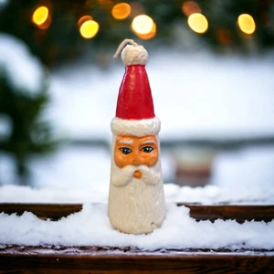 Vintage Nikolauskopf Wachskerze 8 in Nikolaus Deko Kegelkerze kitschig - Bild 1 von 6