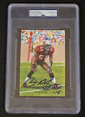 DERRICK BROOKS Signed HOF GOAL LINE ART CARD-TAMPA BAY BUCCANEERS-PSA 10 Auto - Image 1 of 4