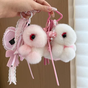 Cute Real Mink Fur Dinosaur Keychain Doll Toys Bag Charm Car Phone Pendant Gift - Picture 1 of 8