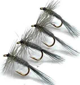 6, 8 or 12 Trout Fly Fishing DRY Flies GREY MIDGE BARBED/BARBLESS 14,16,18 - Picture 1 of 1