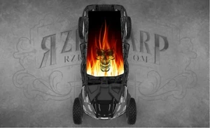 4 SEAT POLARIS RZR YAMAHA YXZ CAN-AM UNIVERSAL Red SKULL ROOF WRAP GRAPHIC DECAL - Foto 1 di 1