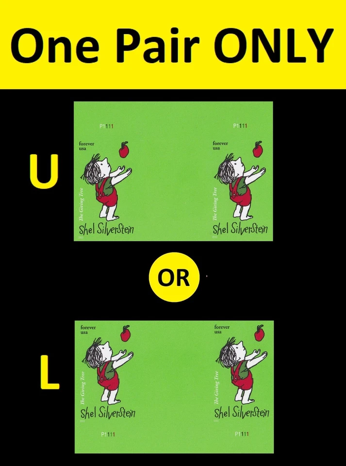 US 5683a Shel Silverstein imperf NDC vert gutter plate pair MNH 2022 - Image 1 of 1