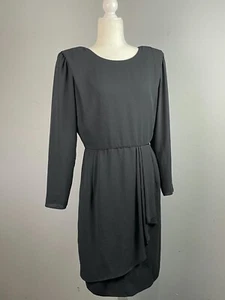 Classic Ursula Of Switzerland Black Dress * Shoulder Pads * Size 8 - Picture 1 of 4