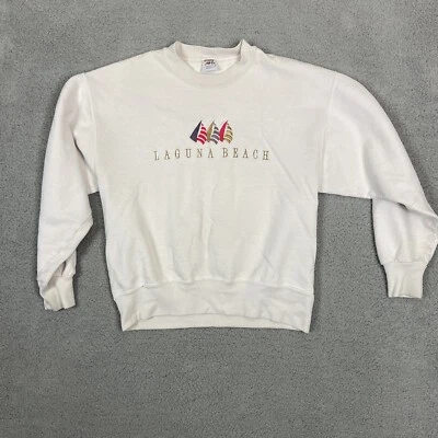 复古 Laguna Beach 疯狂衬衫 夏威夷运动衫 成人 S 刺绣旗帜 — 第 1/4 张图片