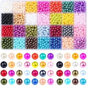 1960Pcs 6mm Acrylic Faux Pearl Beads 28 Colour For Jewellery Bracelet Making UK@ - Picture 1 of 16