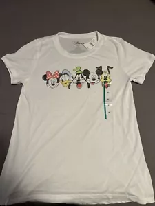 2 Disney Women's Size Medium White Classic Characters Print Short Sleeve Tee NWT - Picture 1 of 3