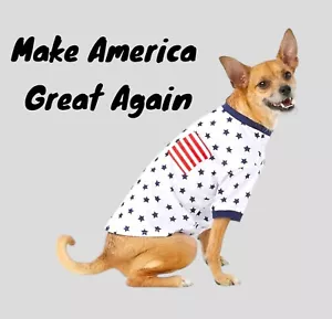 Top Paw® Small Make American Great Again Holiday Tee Shirt  Stars & Stripes USA - Picture 1 of 7