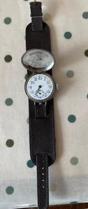 Silver WW1 Officers Trench Watch - Hallmarked - 38mm with Crown - Mud Guard - Picture 1 of 3