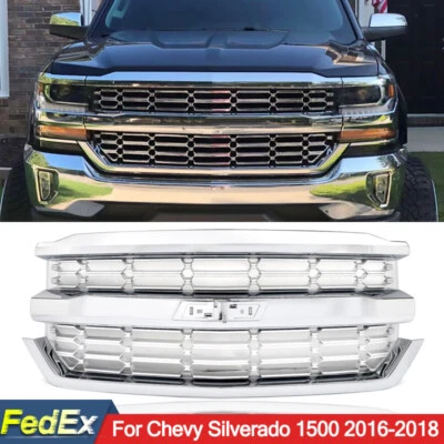 For Chevrolet Silverado 1500 2016-2018 Front Upper Bumper Grille Chrome 84056776 Foto 1 de 4
