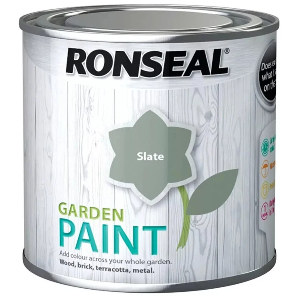 Ronseal Garden Paint - ardesia 250ml legno mattoni metallo terracotta asciugatura rapida - Immagine 1 di 1