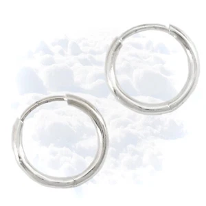 Simple Huggie 12mm Earrings SOLID '925' Sterling Silver - NEW! - Picture 1 of 6
