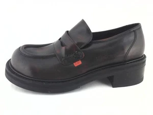 KICKERS Loafers Vintage 90's Leather Slip On Shoes Bordeaux Unisex sz Marked 8.5 - Picture 1 of 9
