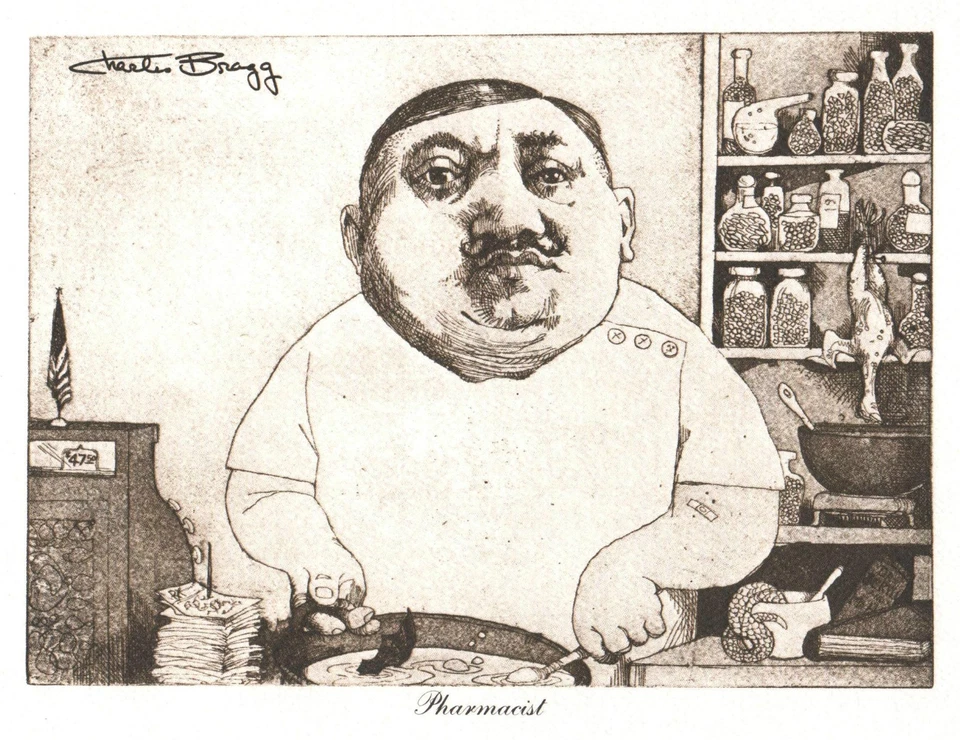 *De colección* Litografía Duotono Charles Bragg 1975 De Grabado Farmacéutico Medicamentos Foto 1 de 1