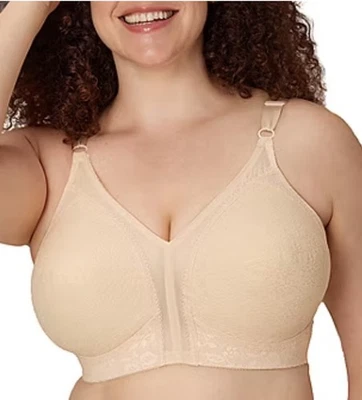 Playtex 18 Hour 0027 Beige Floral Classic Wirefree Bra Size 40D Wide Strap EUC - Image 1 of 4