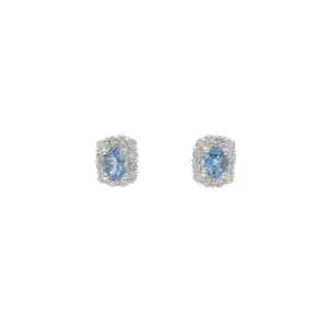Authentic K18WG Aquamarine Earrings 0.72CT #260-006-830-0791 - Picture 1 of 4