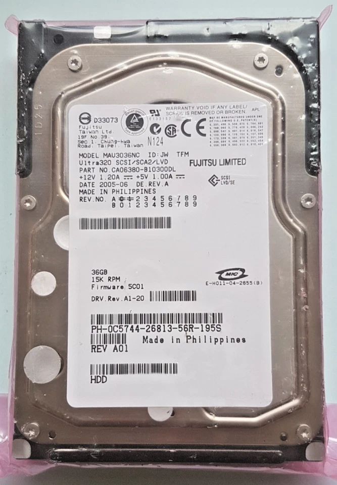 36 GB Fujitsu MAU3036NC 15K RPM U320 SCSI 80pin 8MB HDD 3.5 " Hard Drive Vvg - Image 1 of 1