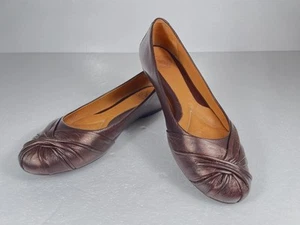 Nurture Women 9 Ballet Flat Metallic Brown Leather Casual Round Toe Slip On  - Picture 1 of 22