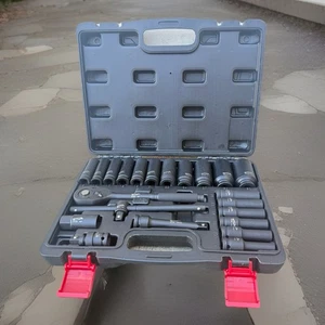 23pcs 1/2" Drive 12 Point Metric Deep Impact Socket Set & 72-Tooth Ratchet Cr-MO - Bild 1 von 14