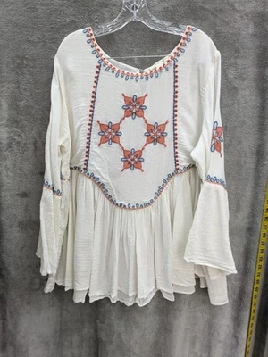 Bohemian Blouse Women's 20 Gauzy Flowy Babydoll Tunic Embroidered - Image 1 of 4