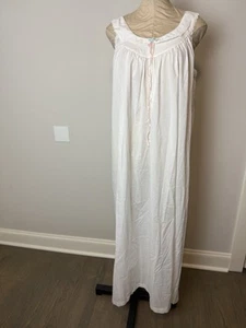 Camicia da notte vintage Brandywine grande bianca occhiello pizzo nastro prateria cottage core - Foto 1 di 9