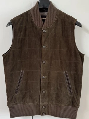 PAUL STUART SUEDE VEST GILET BUTTON FRONT BROWN $2295 XL - Image 1 of 4