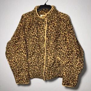 Chaqueta Lucky Brand para mujer XL estampado de leopardo polar imitación piel a presión acogedora otoño $169 - Imagen 1 de 13