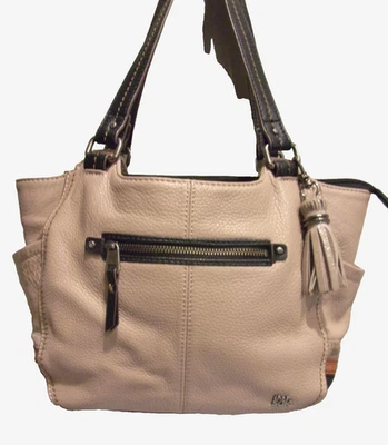 Bolso de hombro The Sak beige oscuro y negro de cuero genuino bloqueado con borla Foto 1 de 4