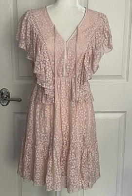 Vestido KATE SPADE Talla 2 Encaje Rosa Bordado Gasa Rubor Perla Melocotón XS NUEVO Foto 1 de 4