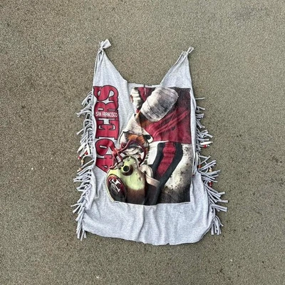 Camiseta sin mangas vintage años 90 San Francisco 49ers reelaborada flecos cuentas talla pequeña gráfica Foto 1 de 4
