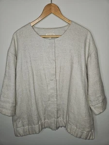 Eileen Fisher Damen S Jacke Beige Metallic Twinkle Leinen Neutral Lagenlook Chic - Bild 1 von 11
