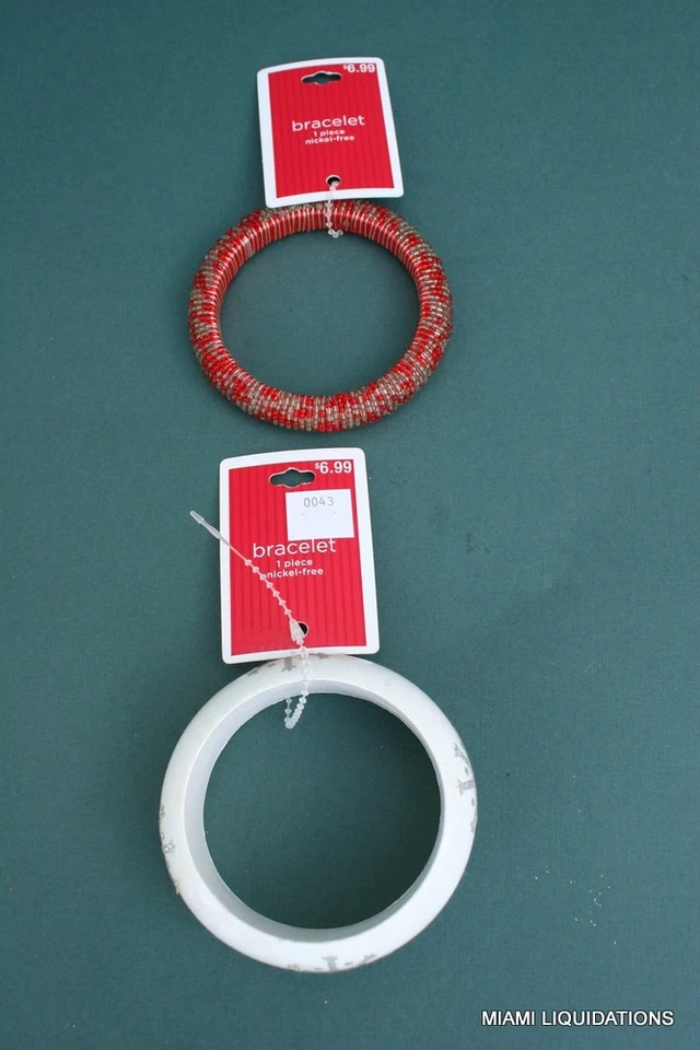 Lote de 2 Pulseras Copos de Nieve Madera y Cuentas Cuentas Objetivo Rojo/Blanco Vacaciones Navidad Foto 1 de 1