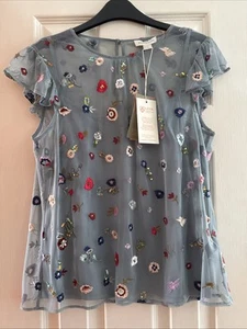 Monsoon Sequin Short Sleeve Blouse - Blue - Size 12 - Camisole Included. - Picture 1 of 9