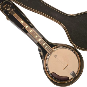 Vintage 1970s Cort 4 String Banjo Remo Head w/ Case Golden Eagle Acoustic - Picture 1 of 15