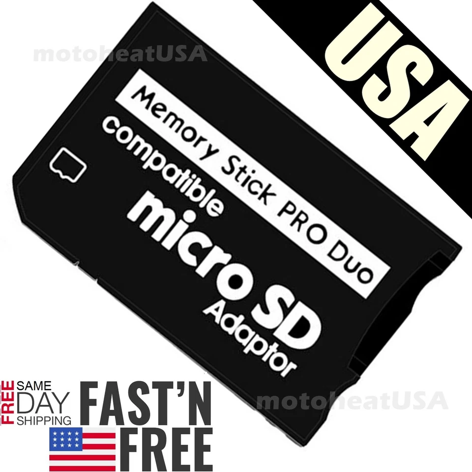 Memory Stick Pro Duo Adapter Micro SD SDHC TF Card Reader Converter Camera PSP - Image 1 of 4