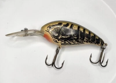 Vintage Mann’s DD22  4” Lip to Tail In Craw Color Cream/Black/Green & It Rattles - Image 1 of 4