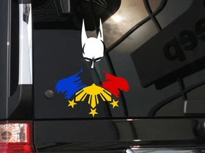 Filipino Vinyl Car Decal Sticker 6" (H) w/ Hero Batman and Philippine Flag - Picture 1 of 1