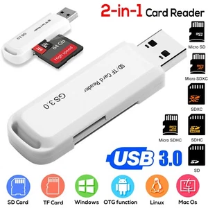 2in1 USB 3.0 Micro SD TF Card Reader Memory Adapter for Windows 7 8 10 XP Vista - Picture 1 of 9