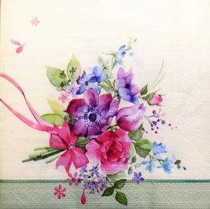 4 x Single Paper Napkins Bouquet Flowers mix for Decoupage and Crafting Table 9 - Picture 1 of 2